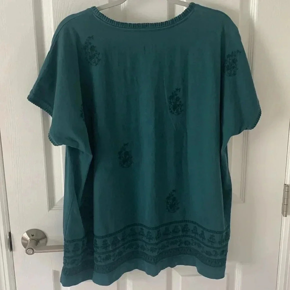 Pure Jill embroidered buttoned, V-neck T 100% cotton size large - Picture 3 of 9
